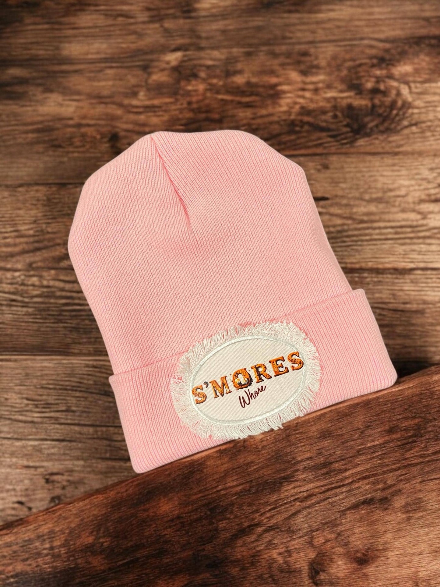 S'mores Whore Beanie Skull Cap Hat Funny S'mores Smores Smore Camping Pink