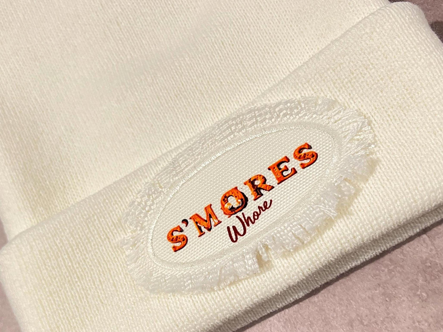 S'mores Whore Beanie Skull Cap Hat Funny S'mores Smores Smore Camping White