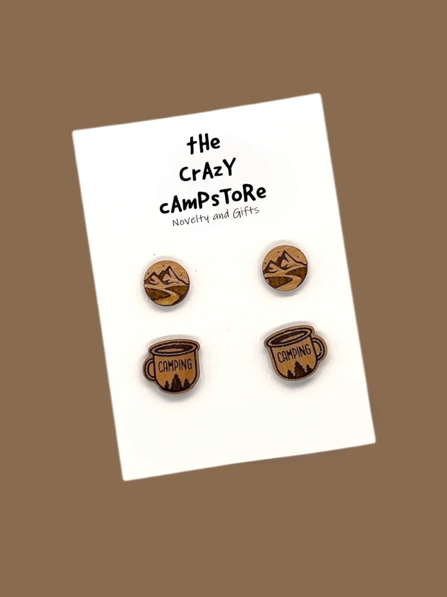 Mountains Rivers and Coffee Mug Wood Earring Set Earrings Camping Camper