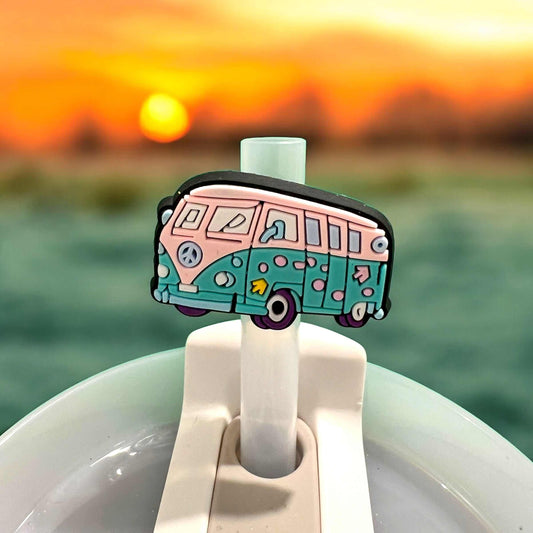 Hippie Van Camping Van Tumbler  Straw Slider Topper