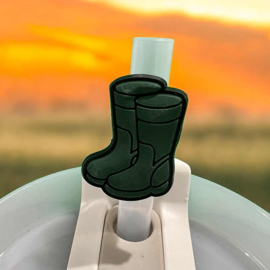 Fishing Boots Camping Tumbler Straw Slider Topper Topper